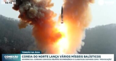 **Coreia do Norte** dispara mísseis balísticos de **curto alcance** no mar