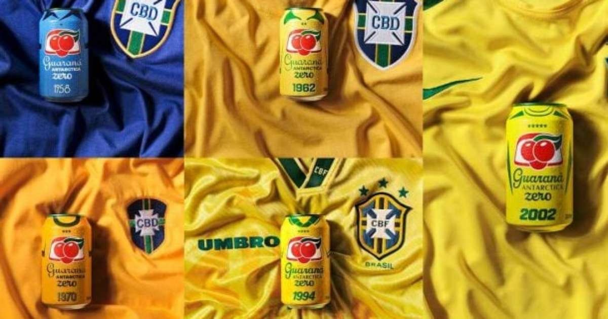 Guaraná Antarctica Zero ganha latas colecionáveis com camisas históricas da Seleção Brasileira